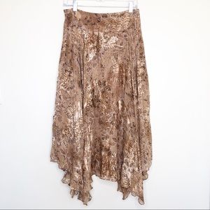 VTG 90s Victor Costa Silk Handkerchief Gold Skirt